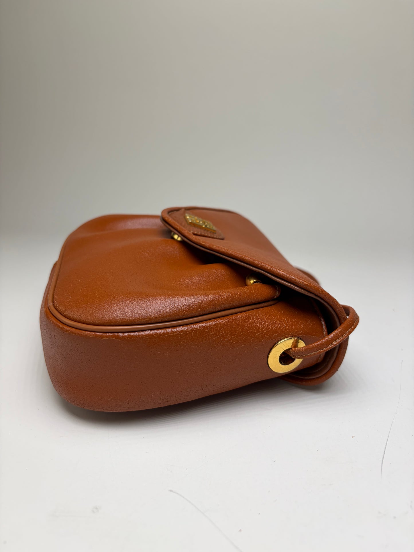Vintage Givenchy Leather Shoulder Bag Brown Gold-tone Snap