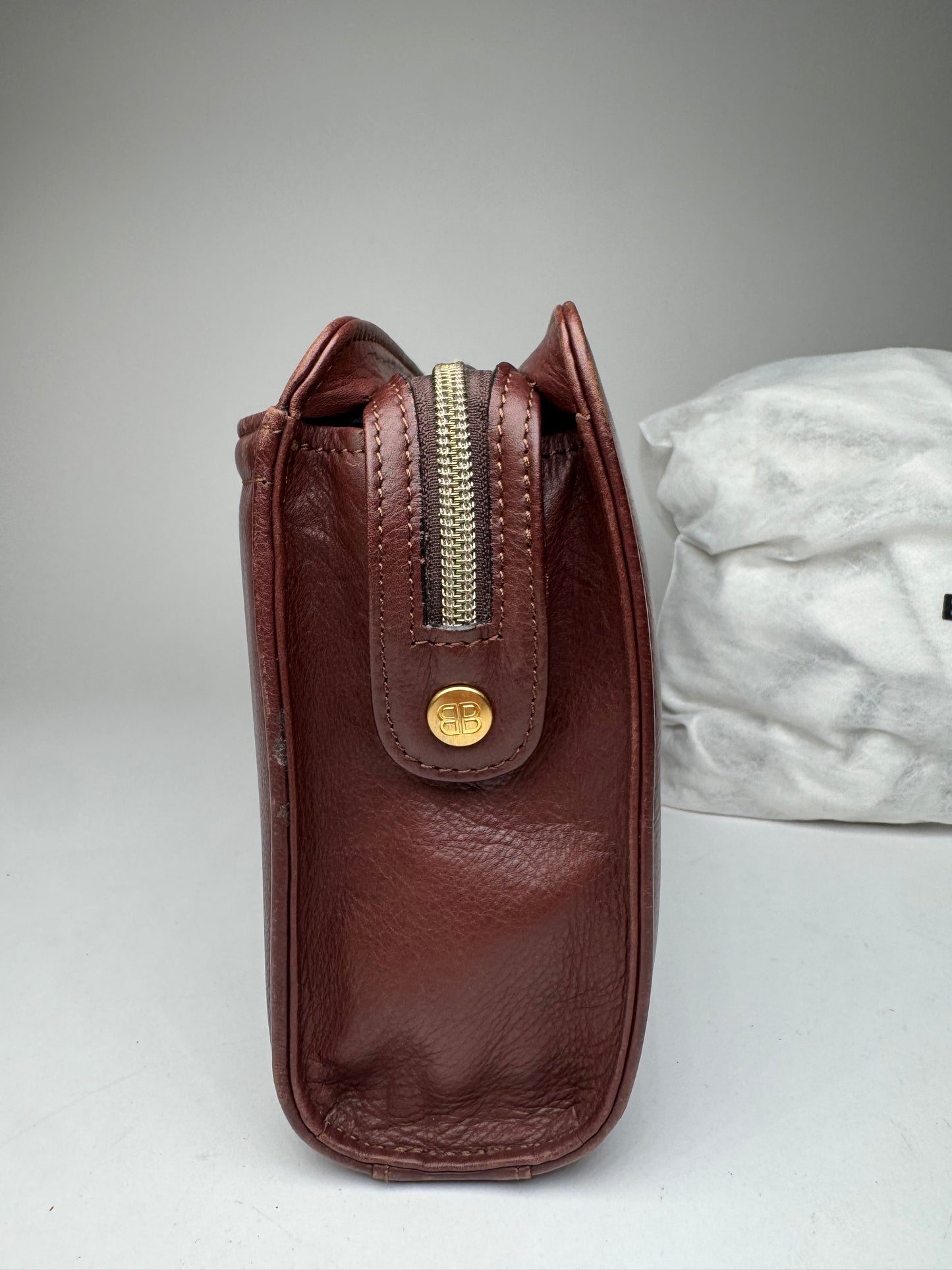 Vintage Balenciaga Leather Clutch Brown
