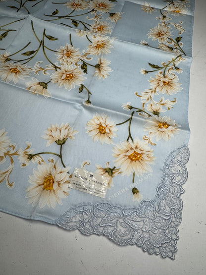 Vintage Balmain Floral Scarf Light-Blue Yellow white