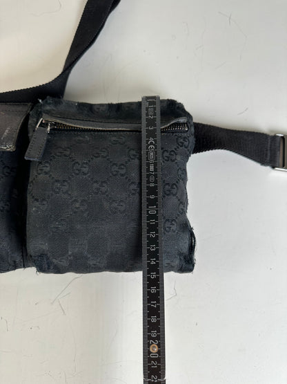 Vintage Gucci GG Supreme Belt Bag Black Silver