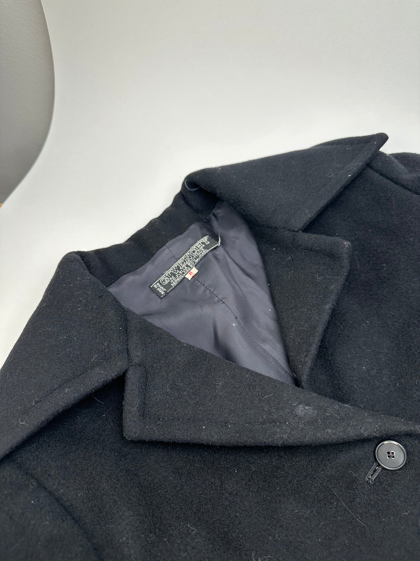 Vintage Givenchy Nouvelle Boutique Wool Long Coat Black S