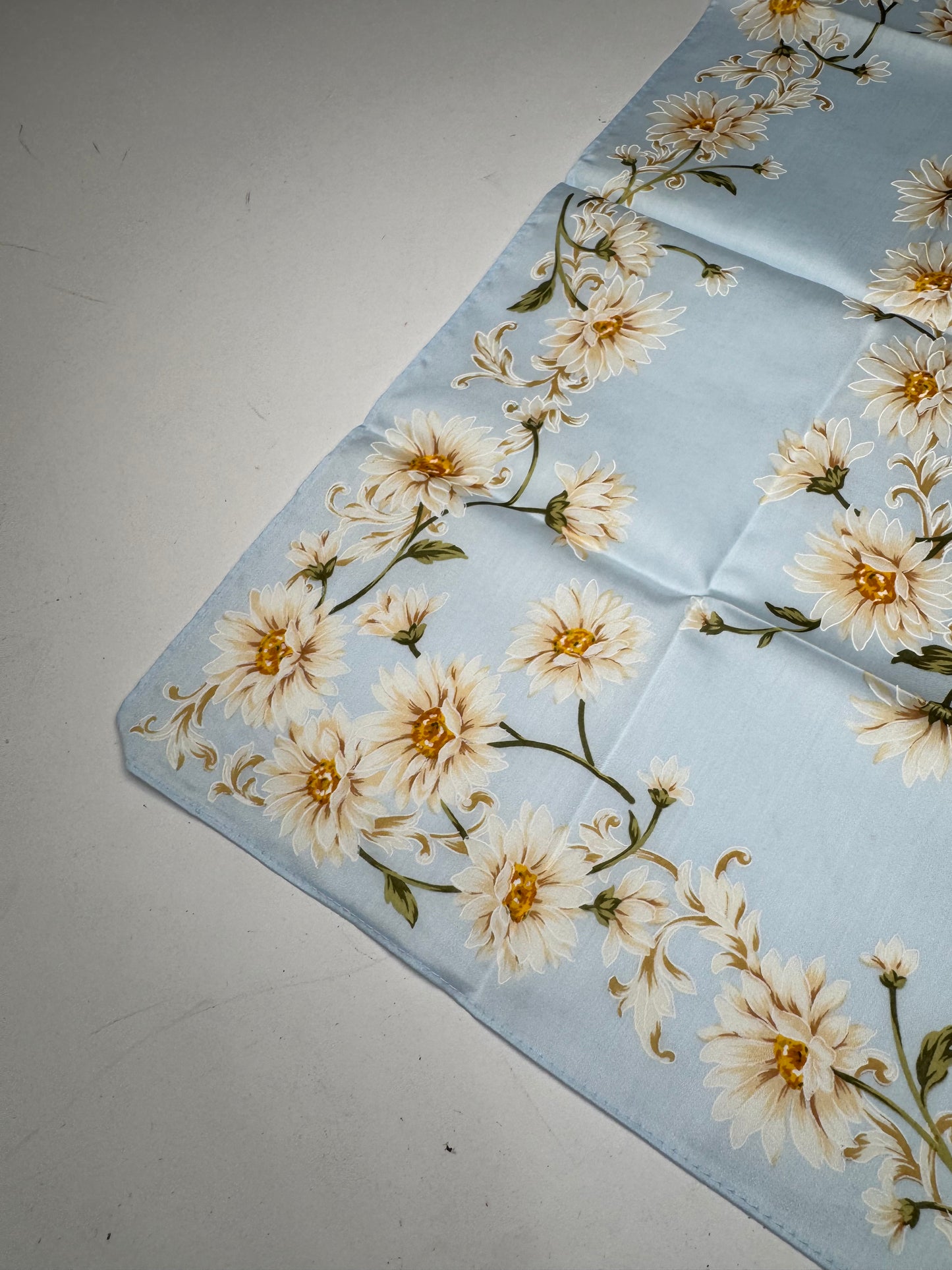 Vintage Balmain Floral Scarf Light-Blue Yellow white