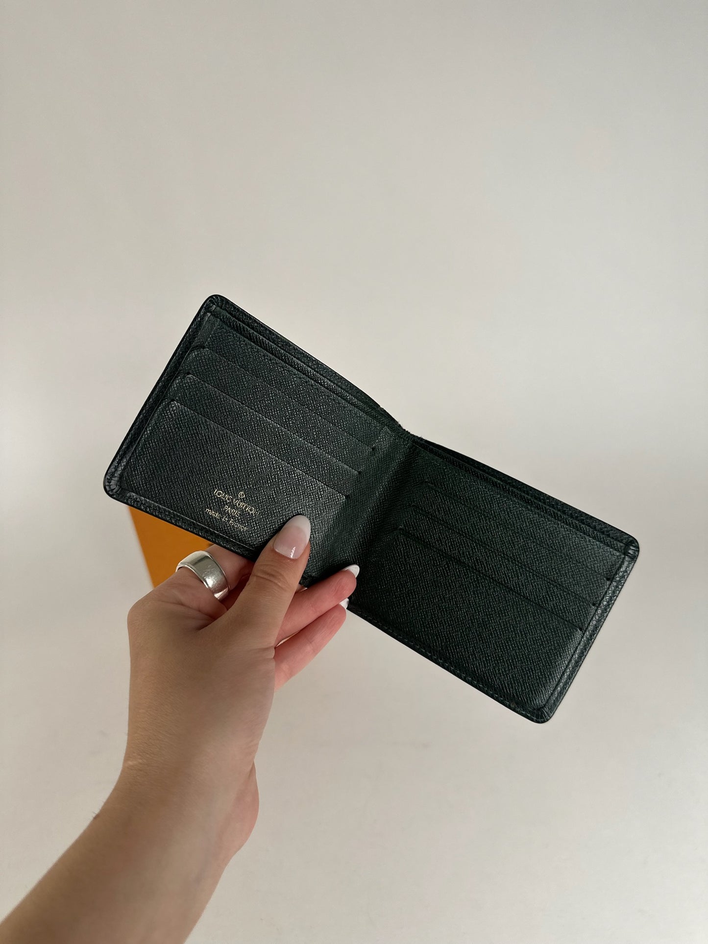 Vintage Louis Vuitton Taiga Leather Card holder green