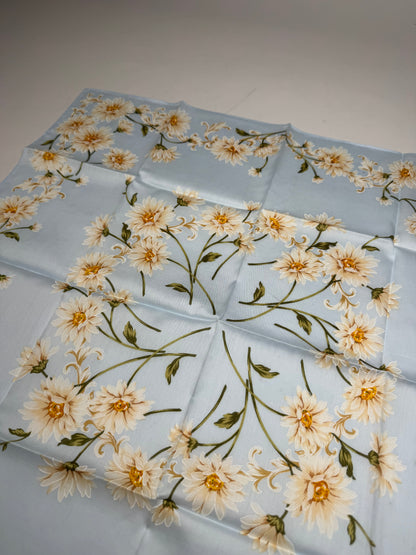 Vintage Balmain Floral Scarf Light-Blue Yellow white