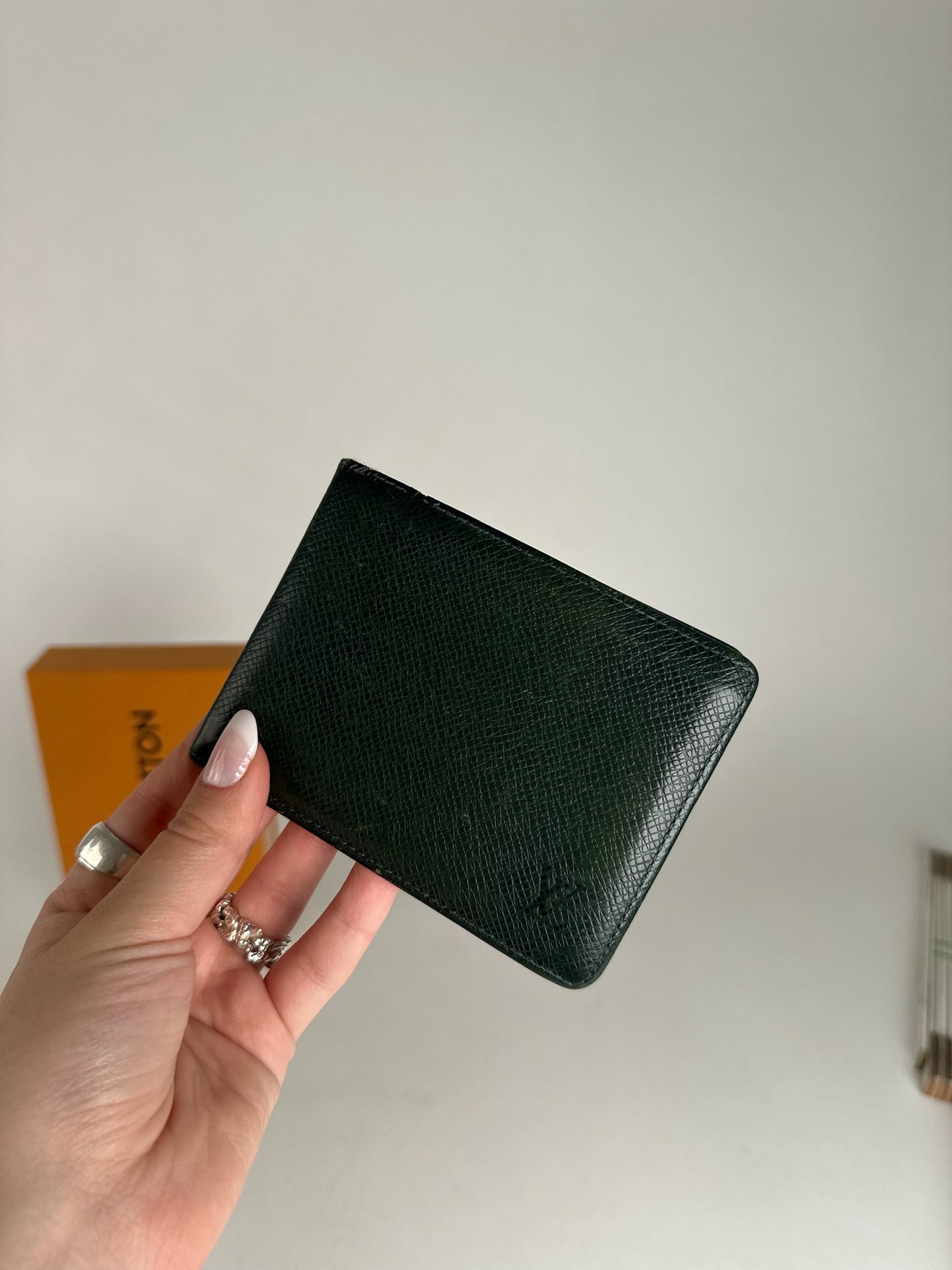 Vintage Louis Vuitton Taiga Leather Card holder green