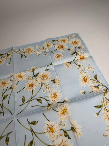 Vintage Balmain Floral Scarf Light-Blue Yellow white