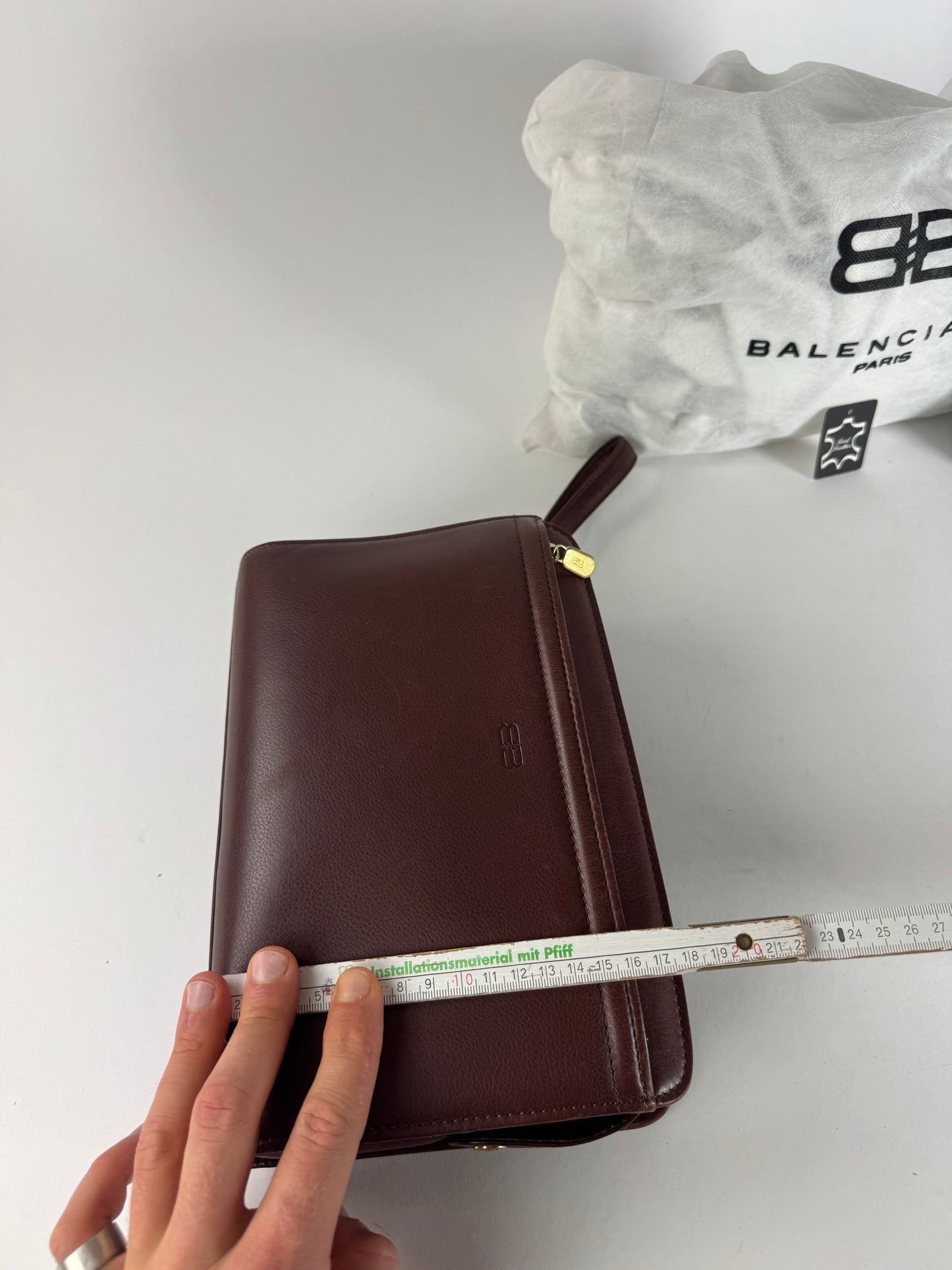 Vintage Balenciaga Leather Clutch Brown