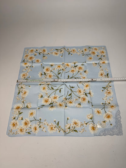 Vintage Balmain Floral Scarf Light-Blue Yellow white
