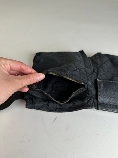 Vintage Gucci GG Supreme Belt Bag Black Silver