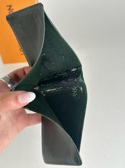 Vintage Louis Vuitton Taiga Leather Card holder green