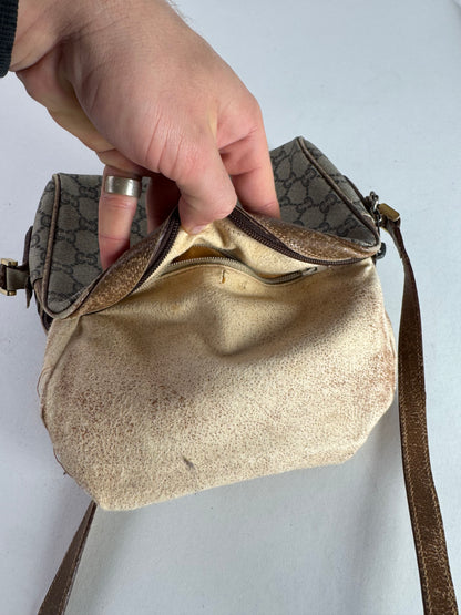 Vintage Gucci Plus Ophidia Monogram Shoulder / Crossbody Bag Brown Grey