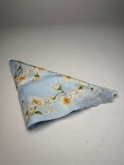 Vintage Balmain Floral Scarf Light-Blue Yellow white