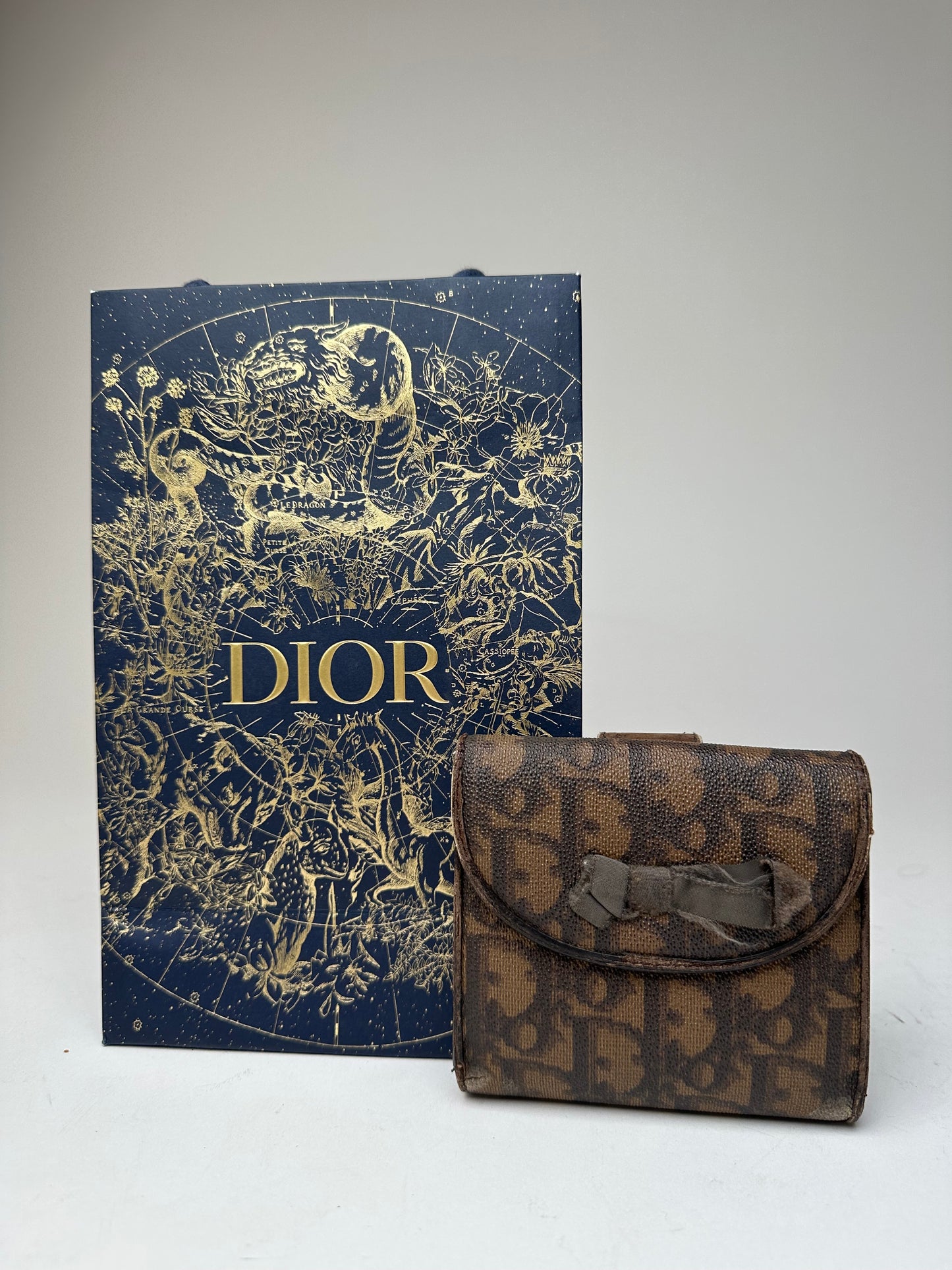 Vintage Dior Oblique Monogram Leather Wallet Brown