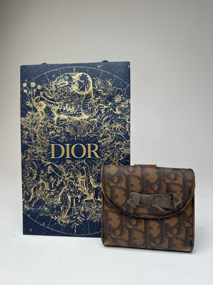Vintage Dior Oblique Monogram Leather Wallet Brown