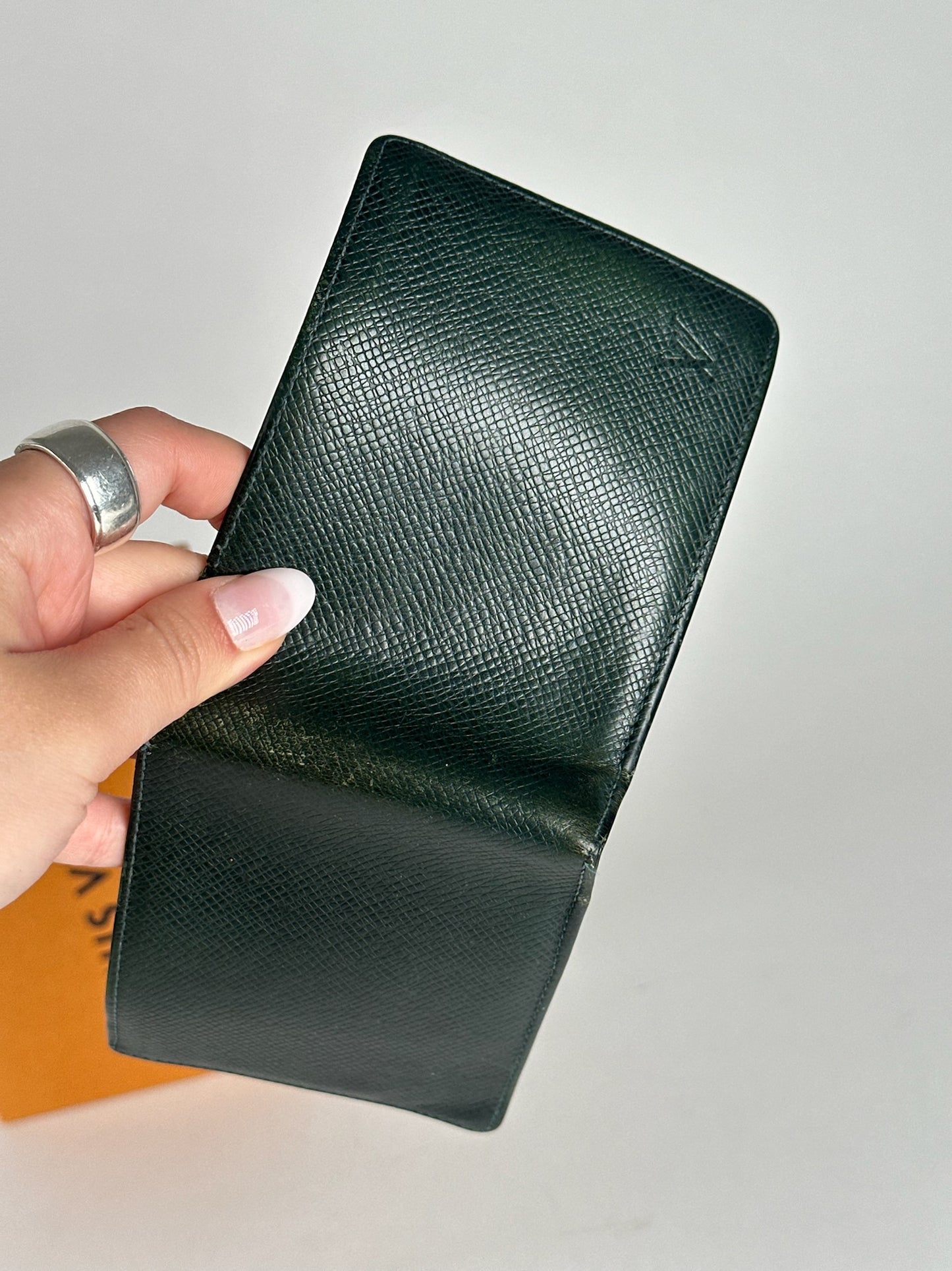 Vintage Louis Vuitton Taiga Leather Card holder green