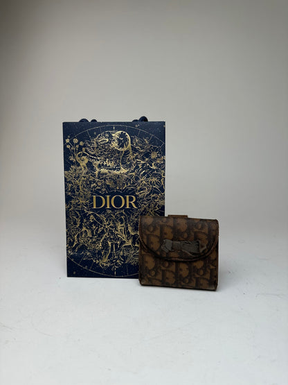 Vintage Dior Oblique Monogram Leather Wallet Brown