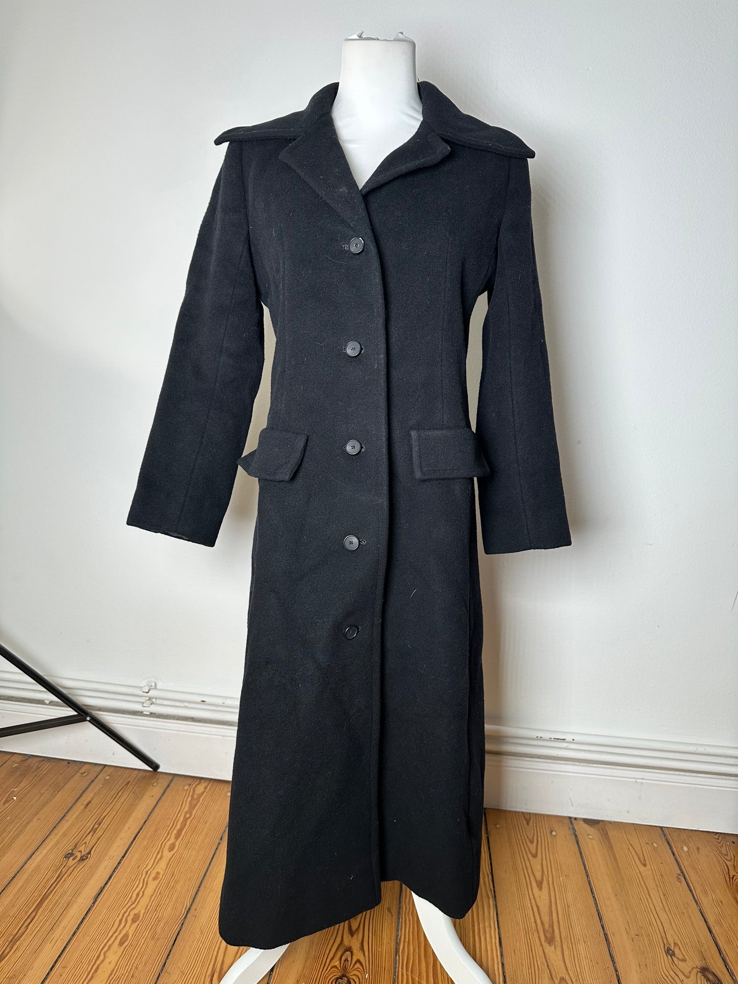 Vintage Givenchy Nouvelle Boutique Wool Long Coat Black S