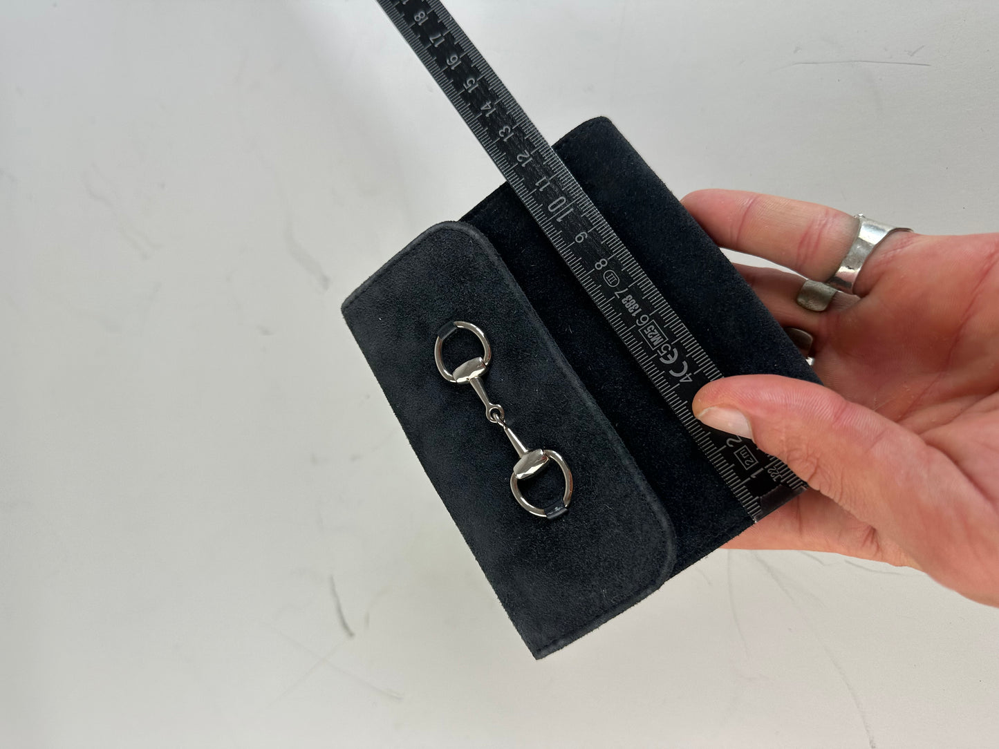 Vintage Gucci Suede Leather Trim Wallet Black Silver