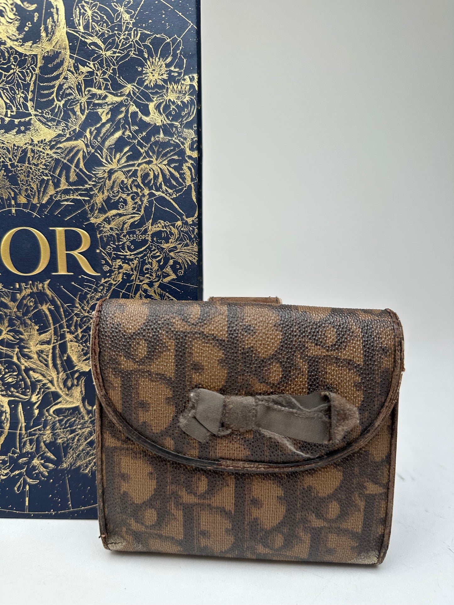 Vintage Dior Oblique Monogram Leather Wallet Brown