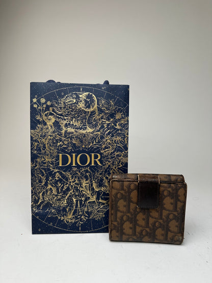Vintage Dior Oblique Monogram Leather Wallet Brown