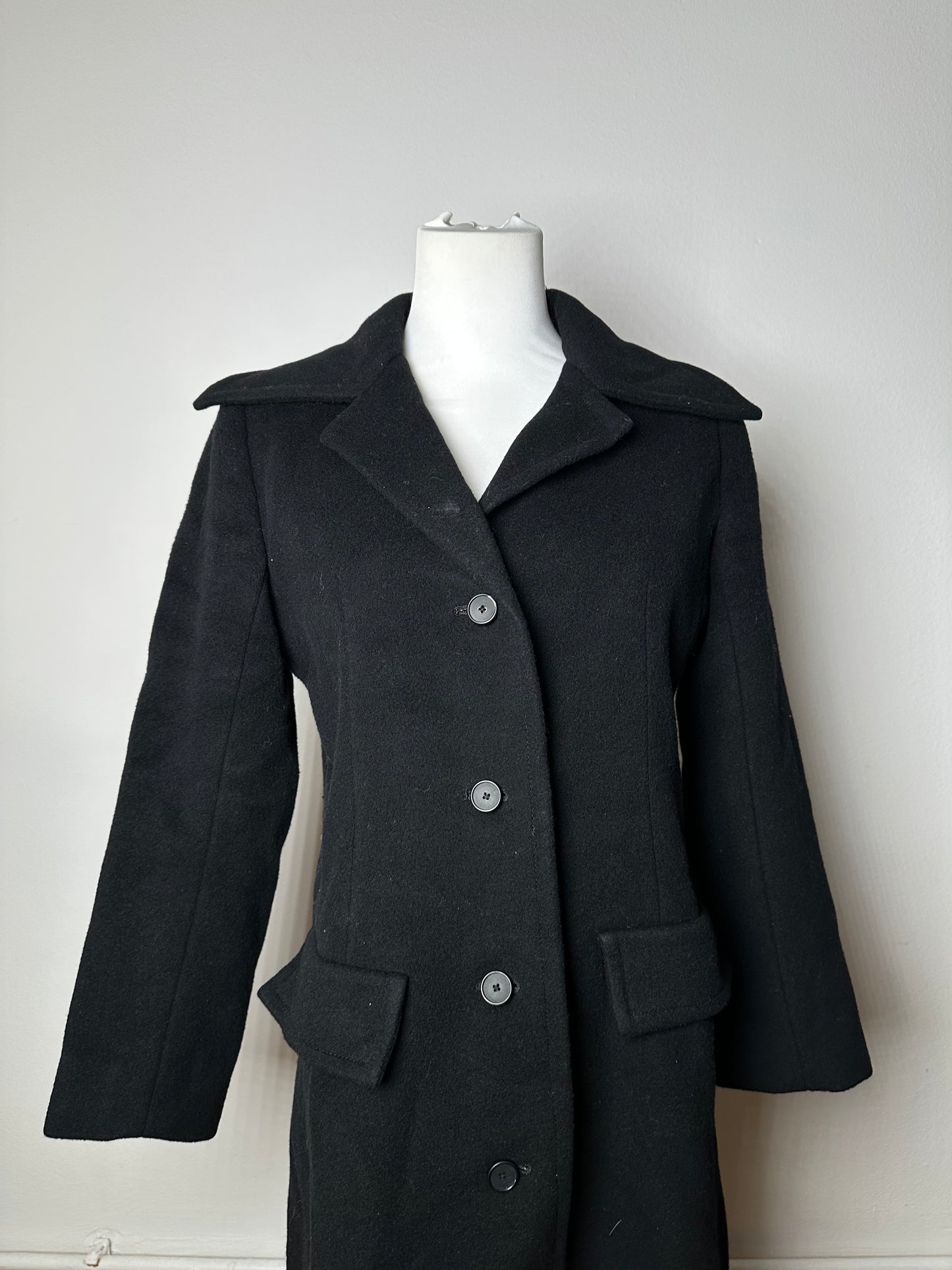 Vintage Givenchy Nouvelle Boutique Wool Long Coat Black S