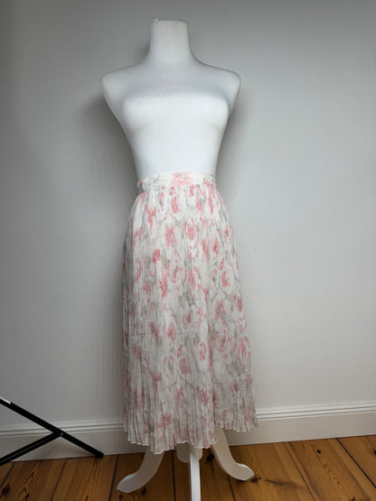 Vintage Courreges Plissee Floral Skirt white pink