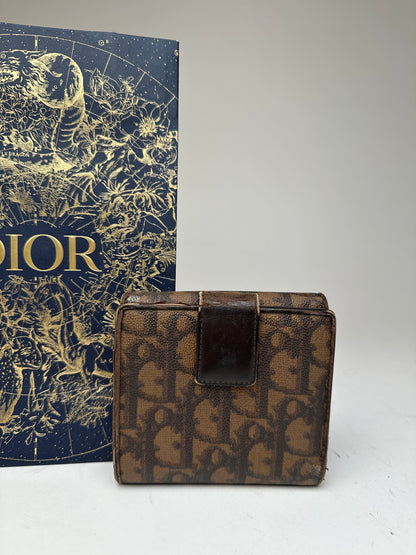 Vintage Dior Oblique Monogram Leather Wallet Brown
