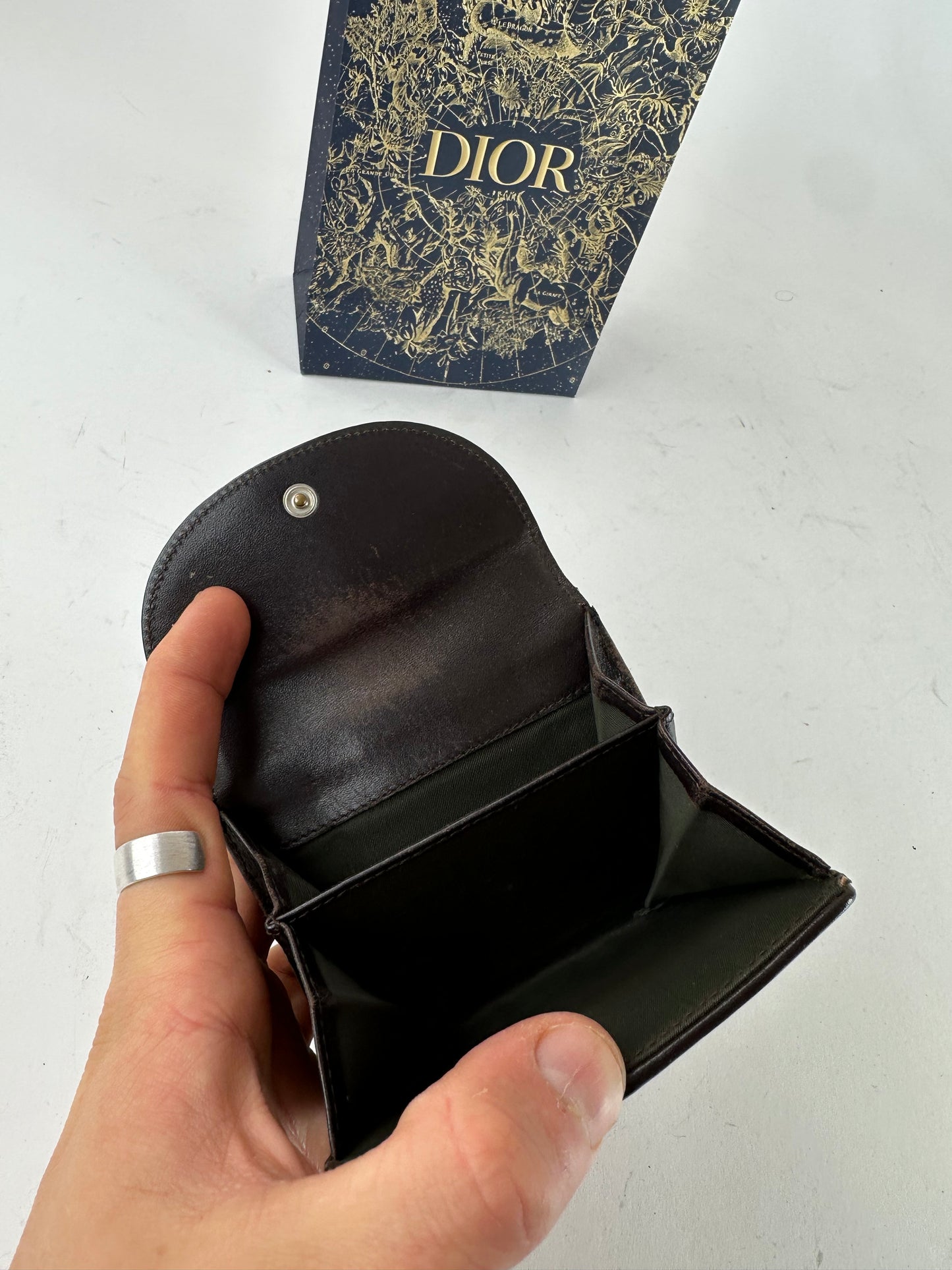 Vintage Dior Oblique Monogram Leather Wallet Brown