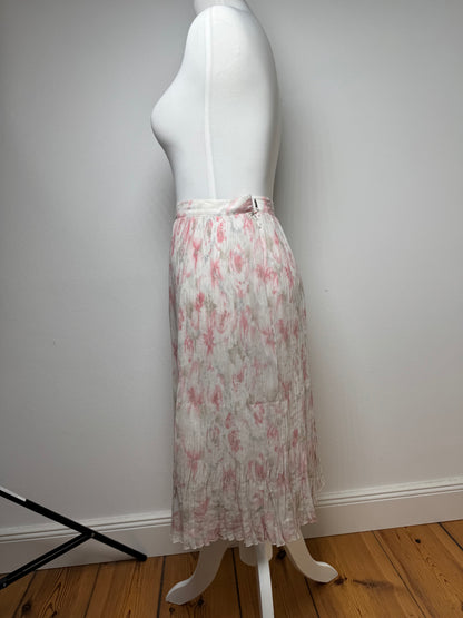 Vintage Courreges Plissee Floral Skirt white pink