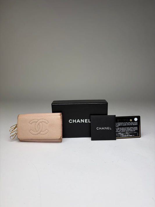 Vintage Chanel Textured Leather Bifold Wallet c. 2004 Pale Pink