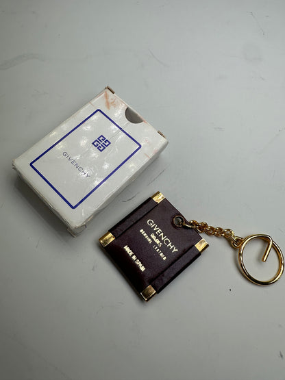 Vintage Givenchy Interlocking G Logo Leather Keychain Burgundy Gold