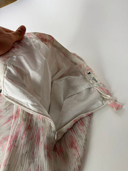Vintage Courreges Plissee Floral Skirt white pink