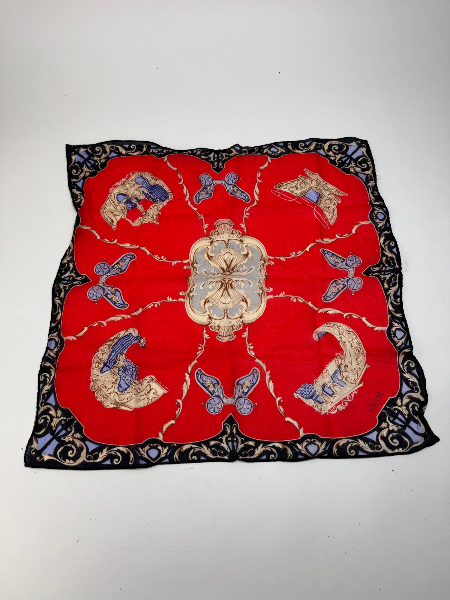 Vintage Celine Scarf red black