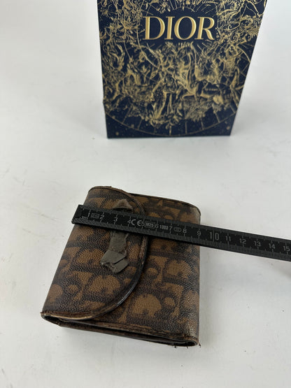 Vintage Dior Oblique Monogram Leather Wallet Brown