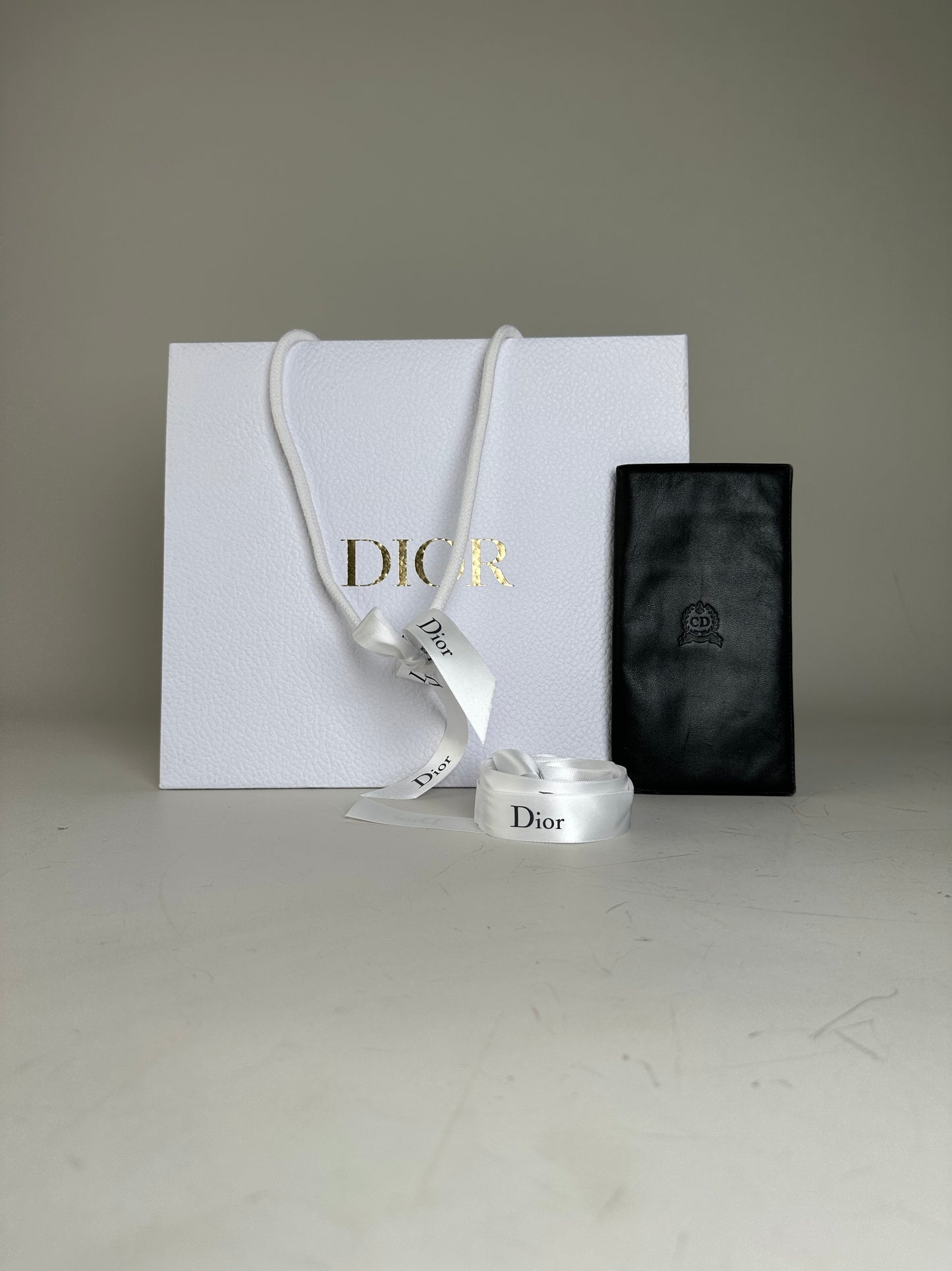 Vintage Dior Leather Long Wallet Black Gold