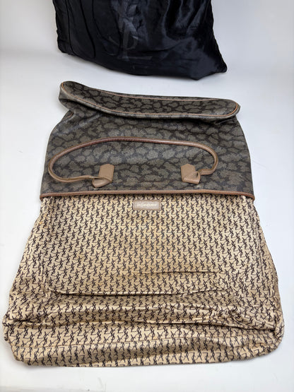 Vintage Yves Saint Laurent Monogram Canvas Tote Gray Beige