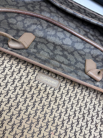 Vintage Yves Saint Laurent Monogram Canvas Tote Gray Beige