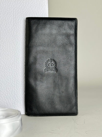Vintage Dior Leather Long Wallet Black Gold