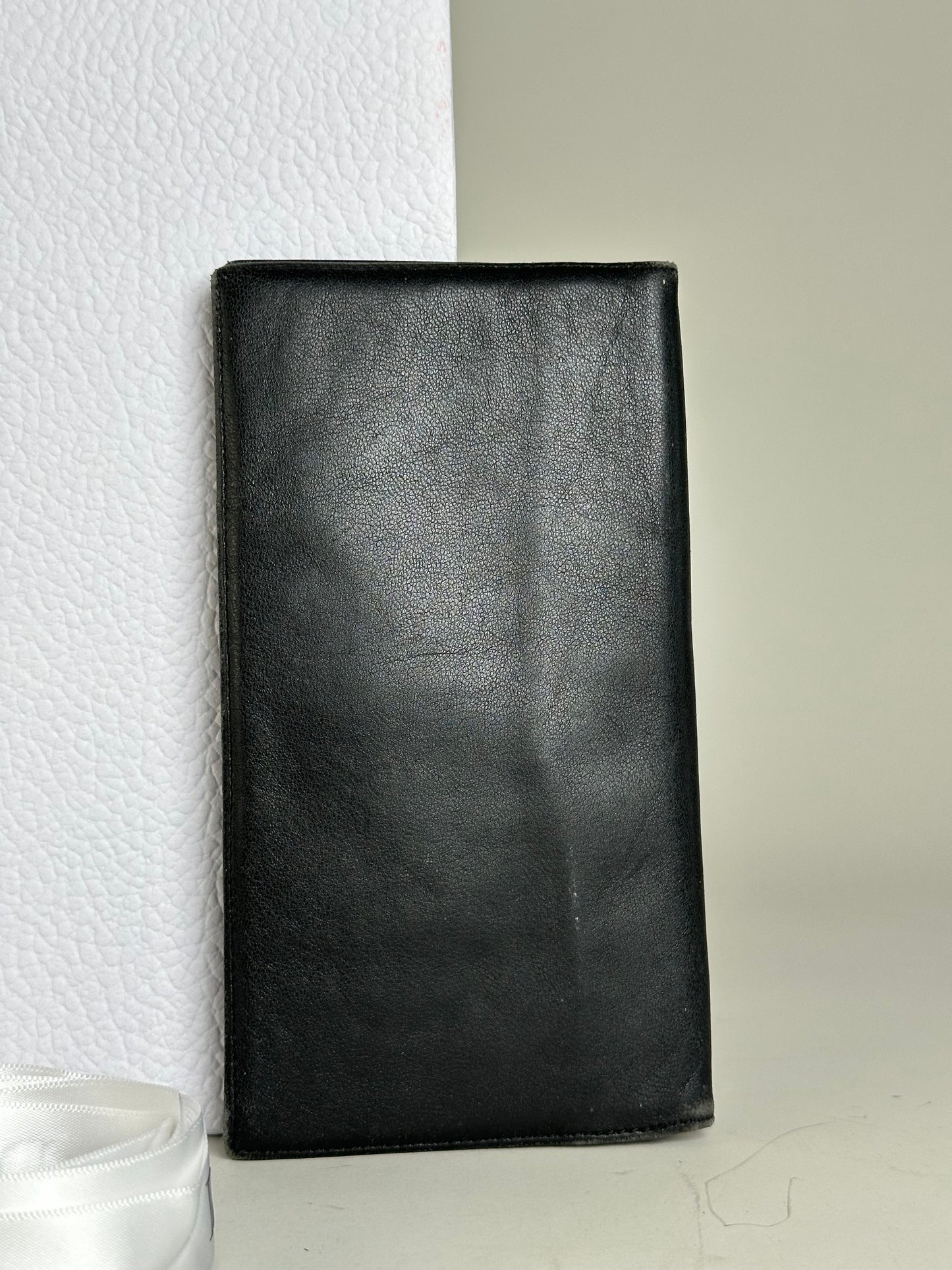 Vintage Dior Leather Long Wallet Black Gold