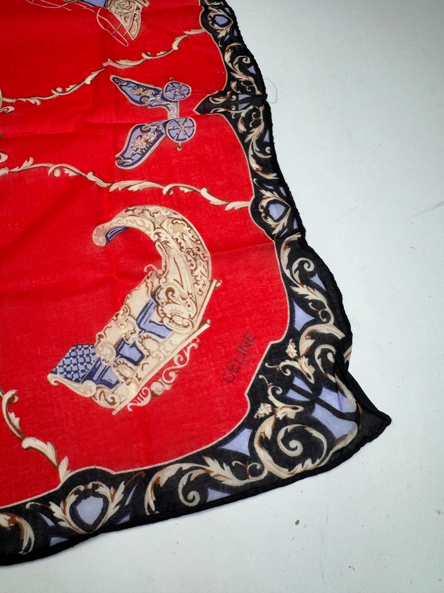 Vintage Celine Scarf red black