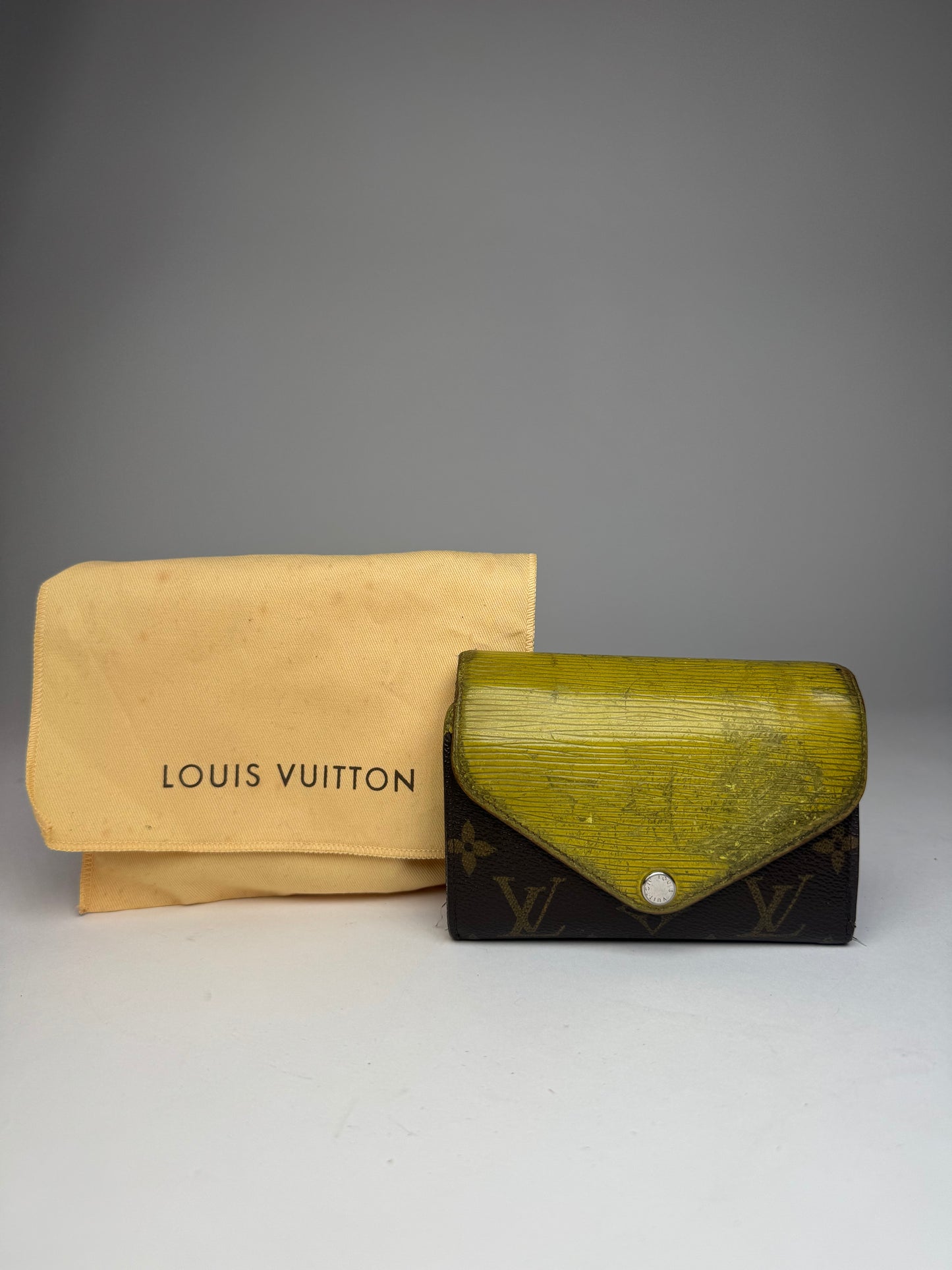 Vintage Louis Vuitton Monogram EPI Leather Wallet Yellow Brown