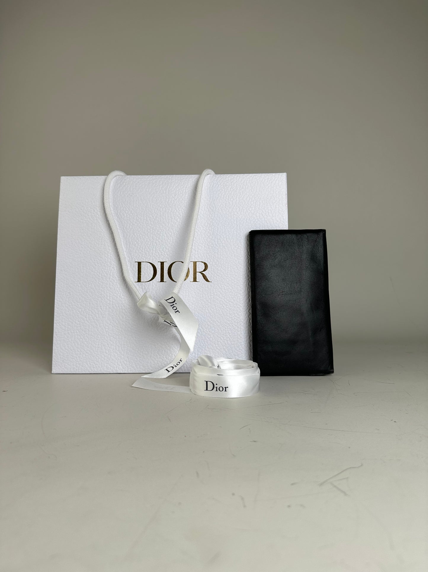 Vintage Dior Leather Long Wallet Black Gold