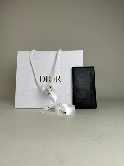 Vintage Dior Leather Long Wallet Black Gold