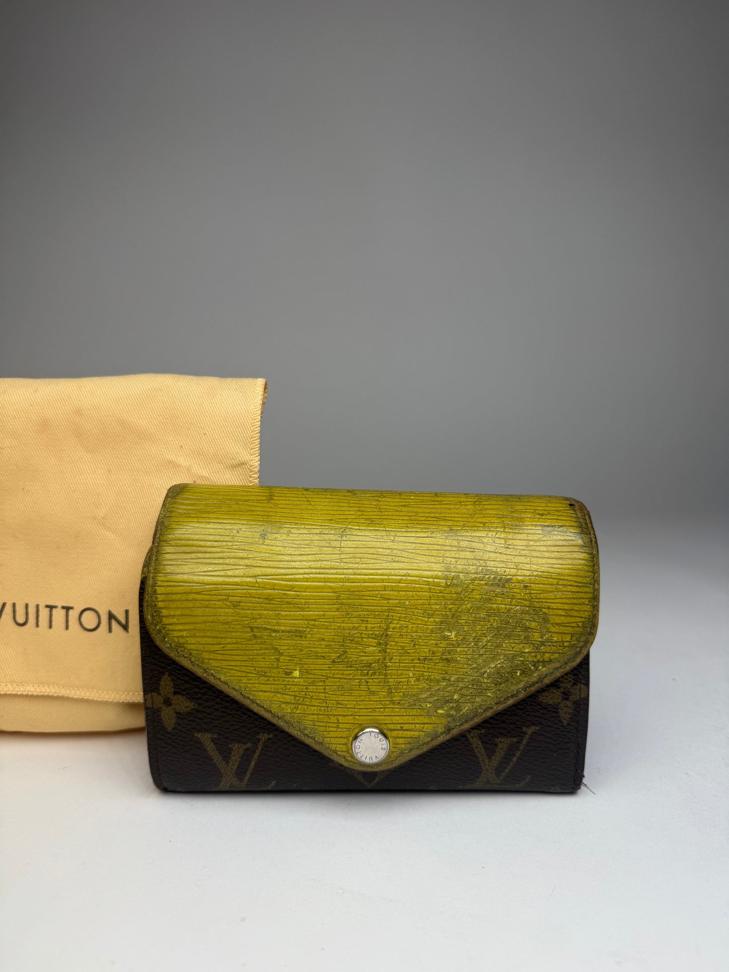 Vintage Louis Vuitton Monogram EPI Leather Wallet Yellow Brown