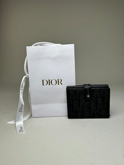 Vintage Dior Leather Canvas Wallet Black Silver