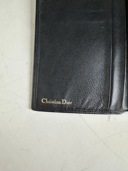 Vintage Dior Leather Long Wallet Black Gold