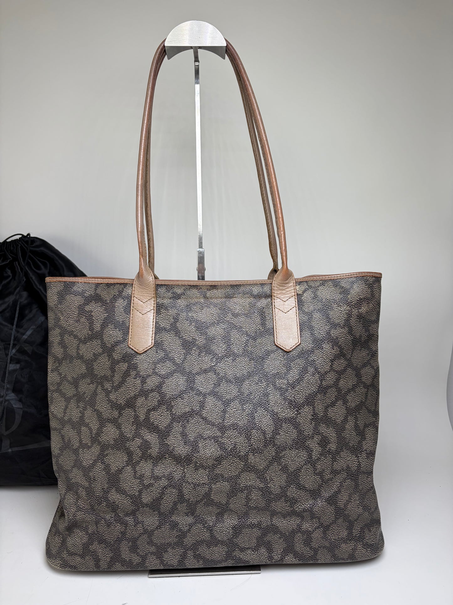 Vintage Yves Saint Laurent Monogram Canvas Tote Gray Beige