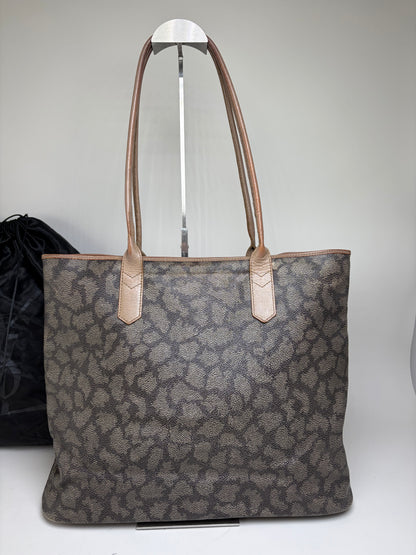 Vintage Yves Saint Laurent Monogram Canvas Tote Gray Beige