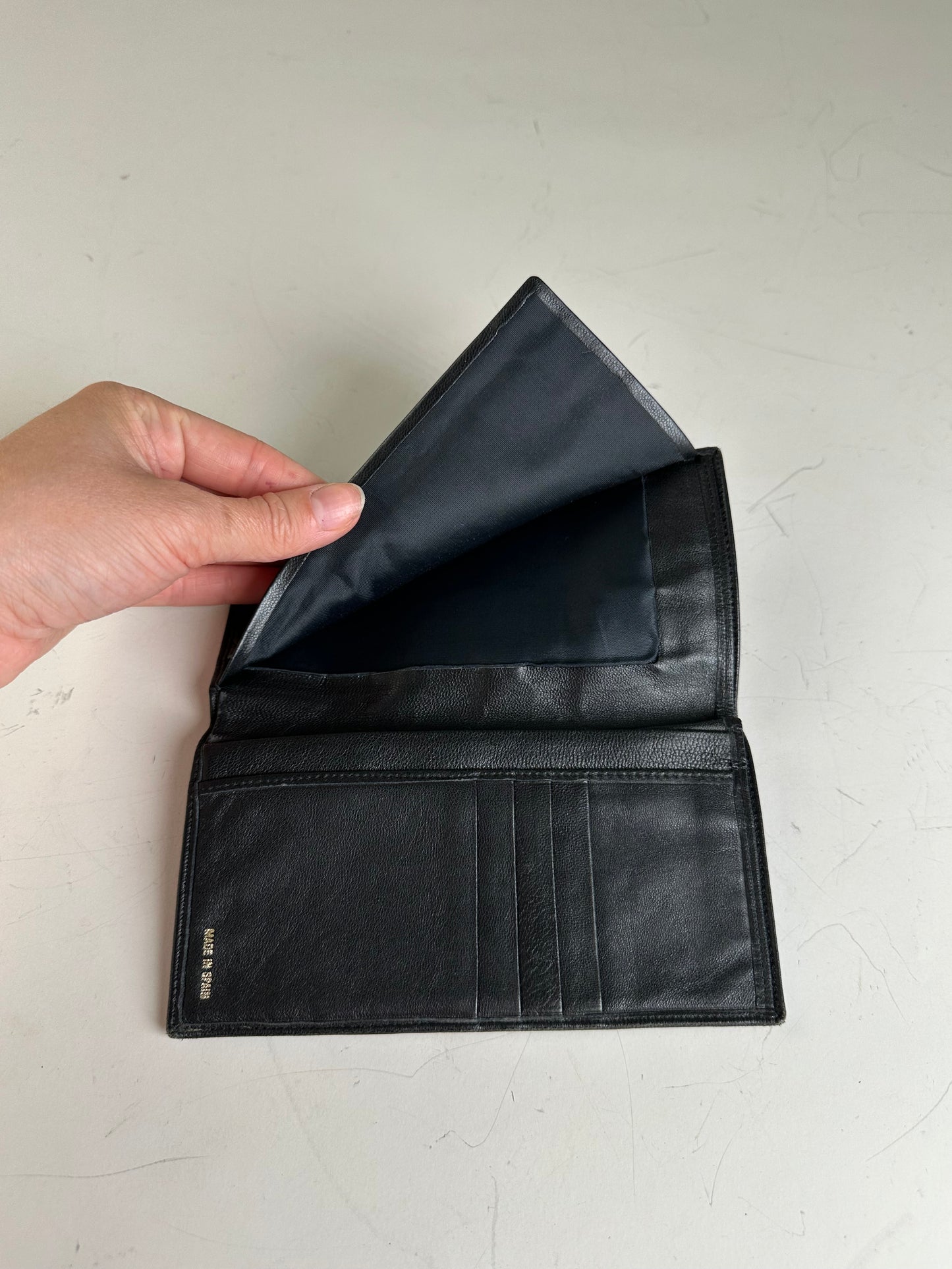 Vintage Dior Leather Long Wallet Black Gold