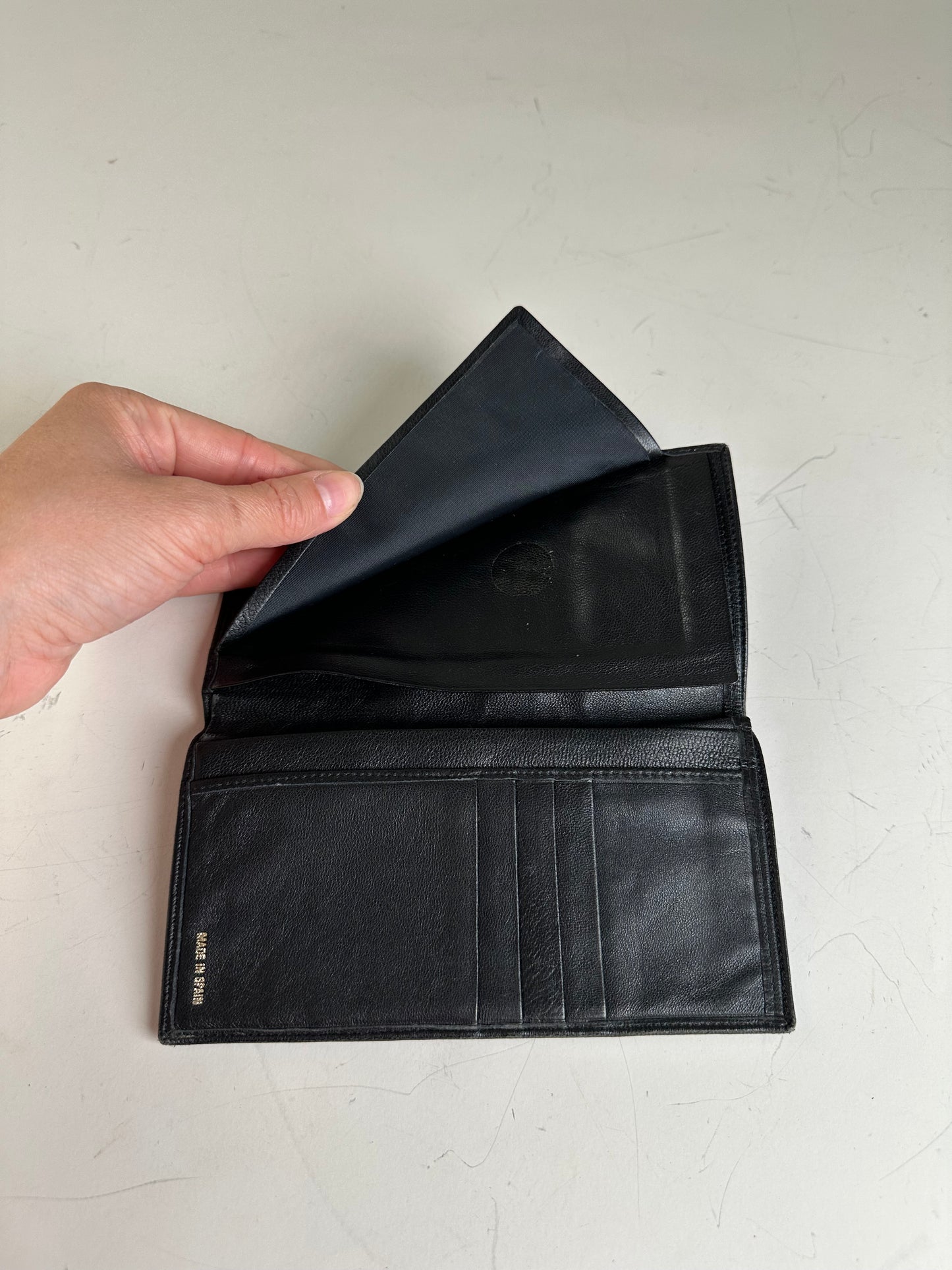 Vintage Dior Leather Long Wallet Black Gold